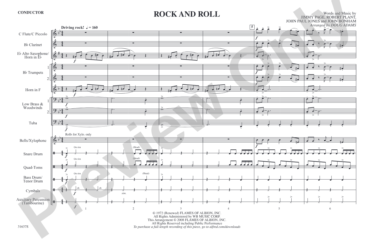 Rock and Roll: Marching Band Conductor Score & Parts
