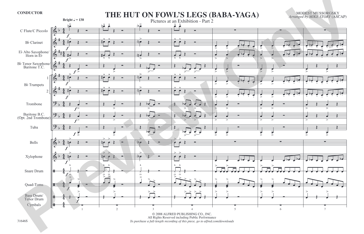 The Hut on Fowl's Legs: Marching Band Conductor Score & Parts