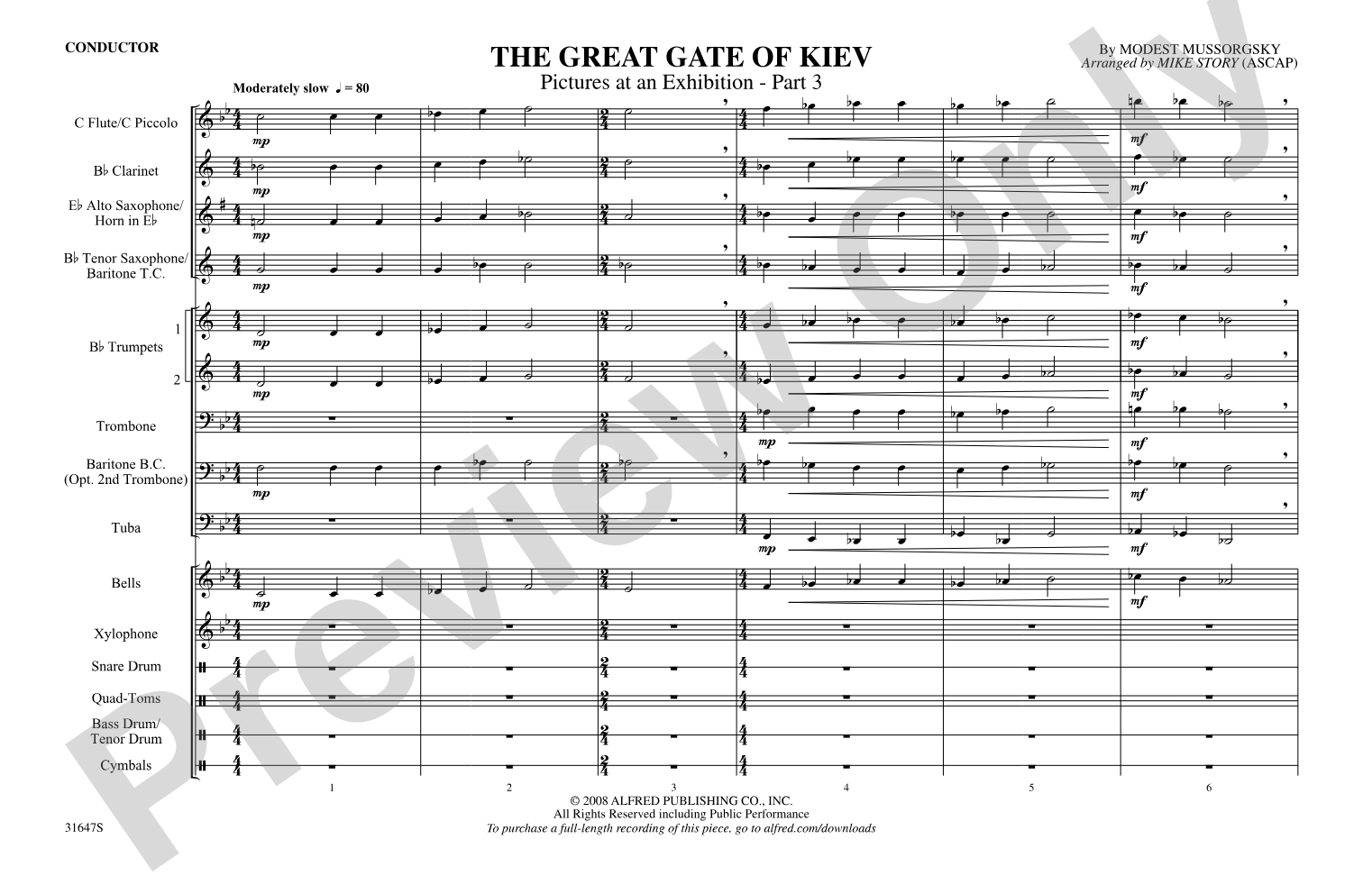 The Great Gate of Kiev: Marching Band Conductor Score & Parts