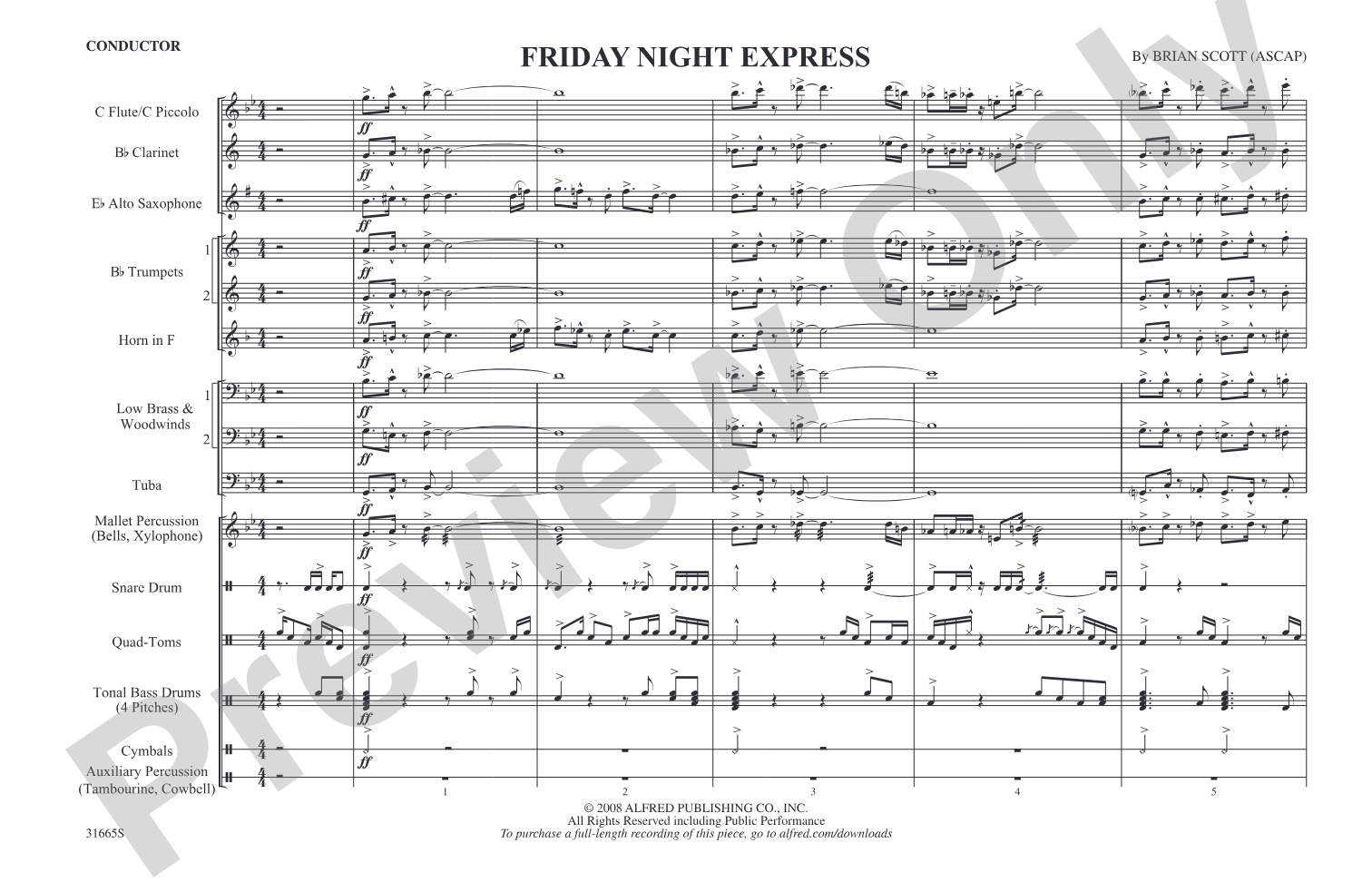 Friday Night Express: Marching Band Conductor Score & Parts