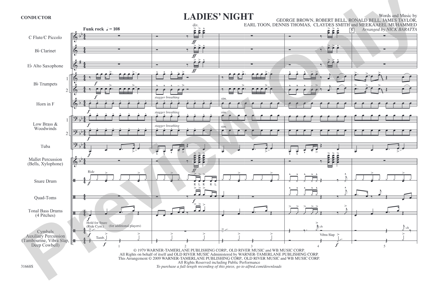 Ladies' Night: Marching Band Conductor Score & Parts