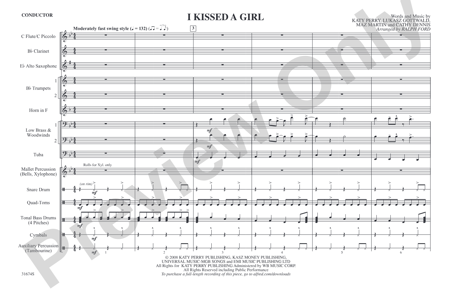 I Kissed a Girl: Score