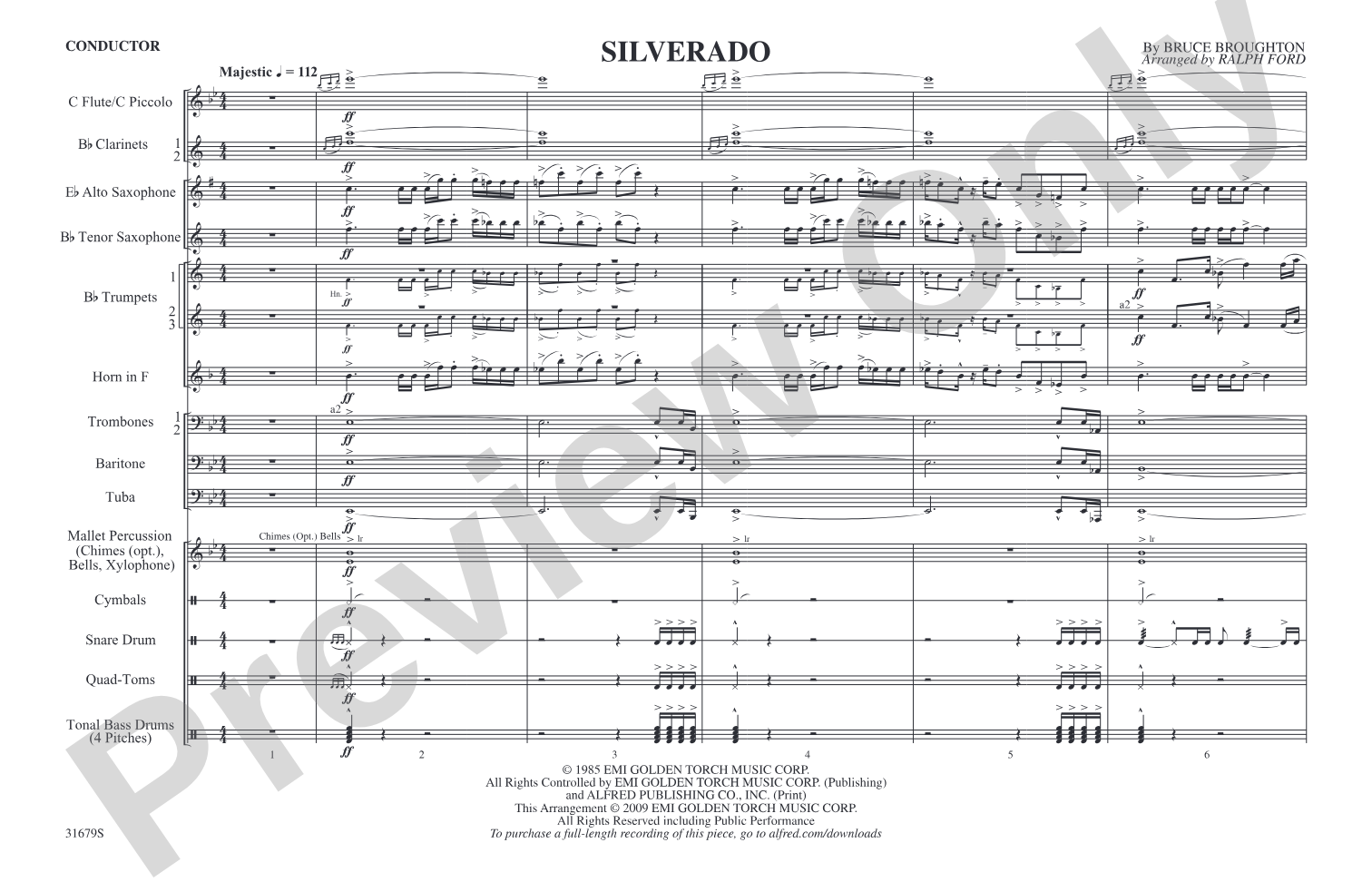 Silverado: Marching Band Conductor Score & Parts