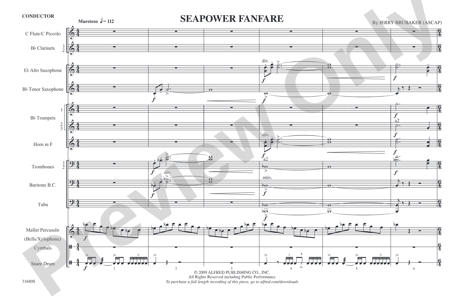 Seapower Fanfare: Marching Band Conductor Score & Parts