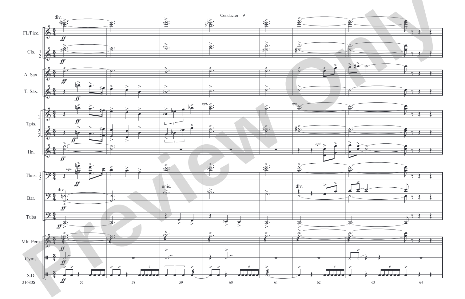 Seapower Fanfare: Marching Band Conductor Score & Parts