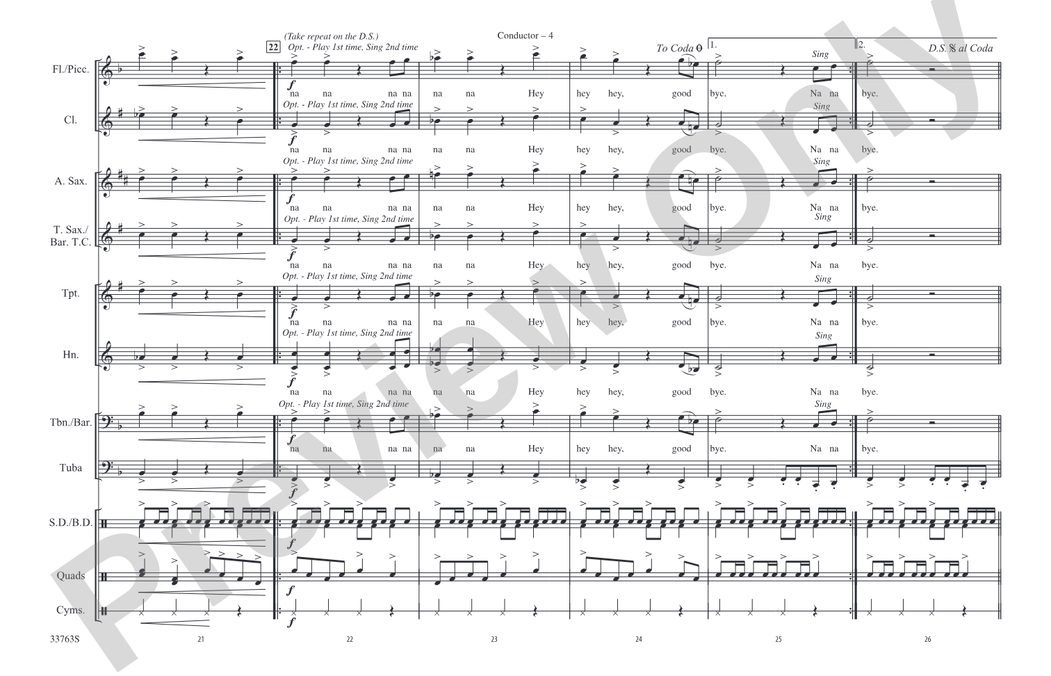 Na Na Hey Hey Kiss Him Goodbye: Marching Band Conductor Score & Parts