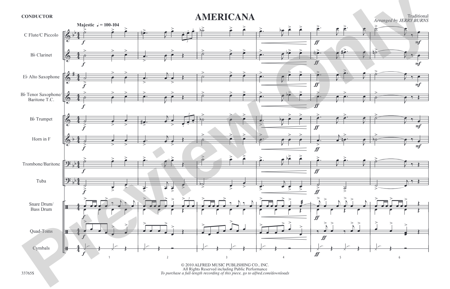 Americana: Marching Band Conductor Score & Parts