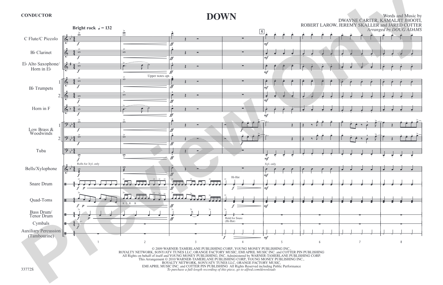 Down: Marching Band Conductor Score & Parts