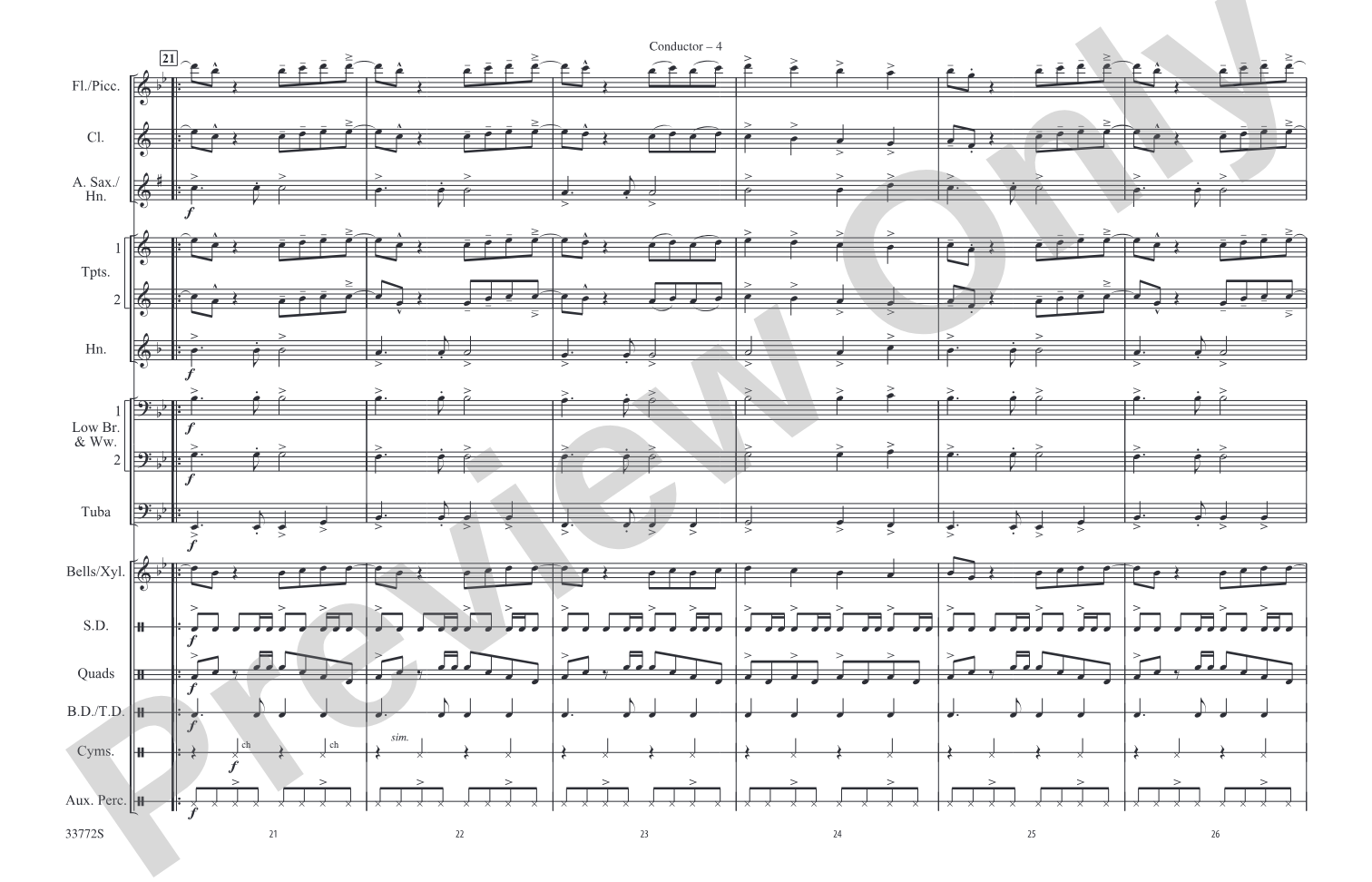Down: Marching Band Conductor Score & Parts