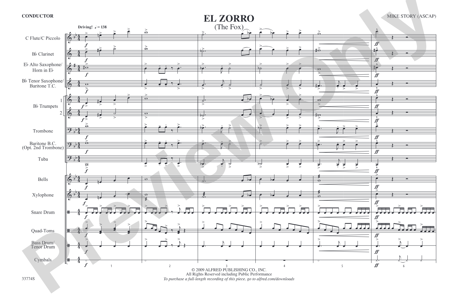 El Zorro: Marching Band Conductor Score & Parts