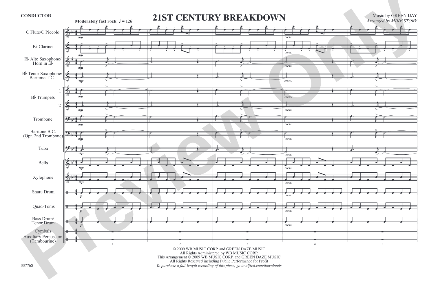 21st Century Breakdown: Marching Band Conductor Score & Parts