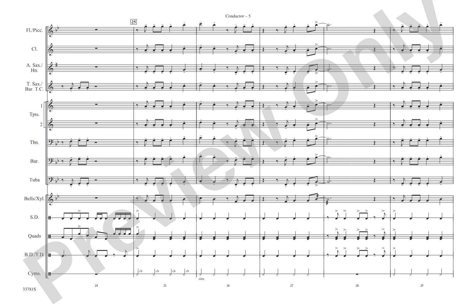 C'mon n' Ride It (The Train): Marching Band Conductor Score & Parts