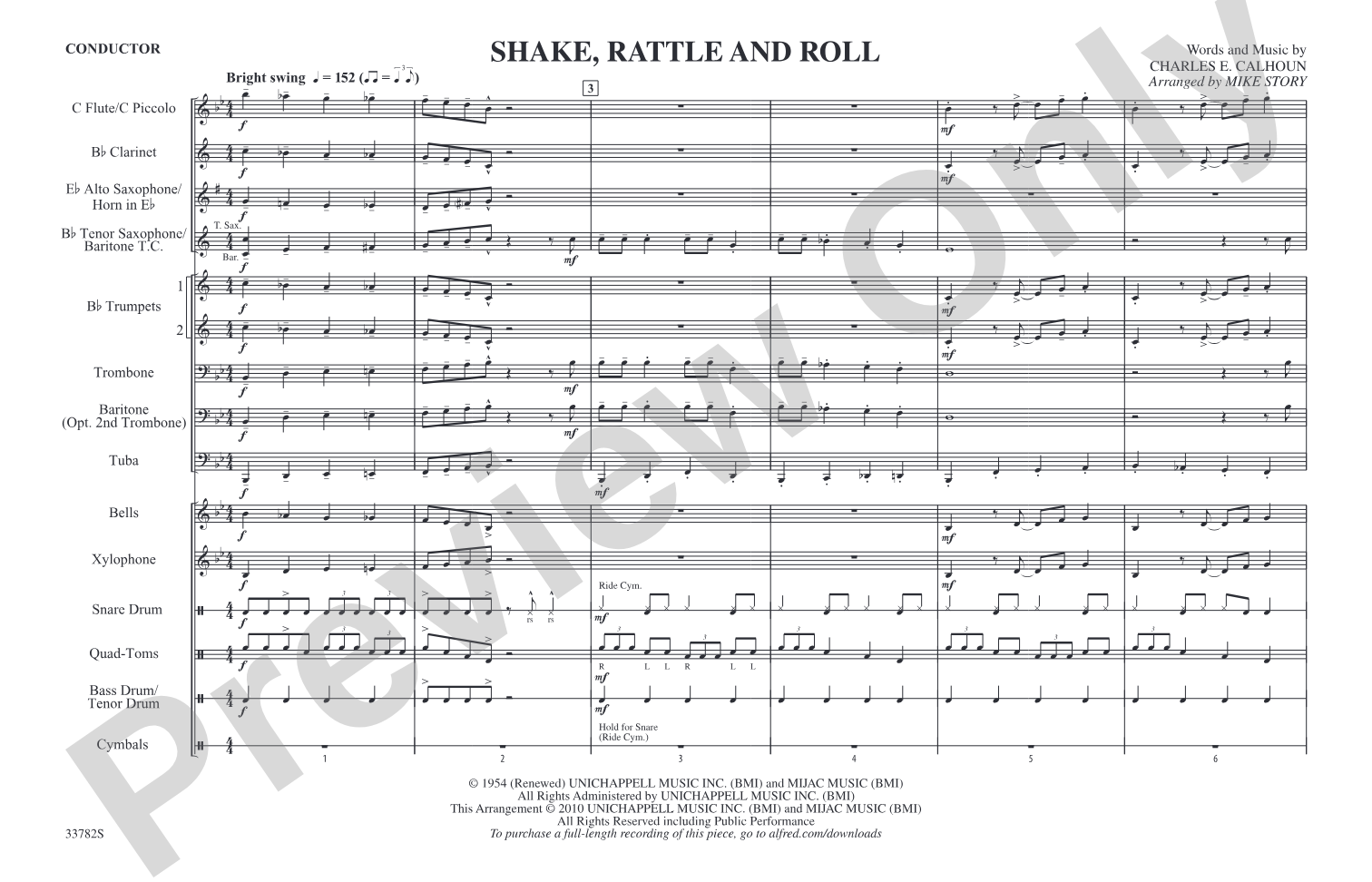 Shake, Rattle and Roll: Marching Band Conductor Score & Parts