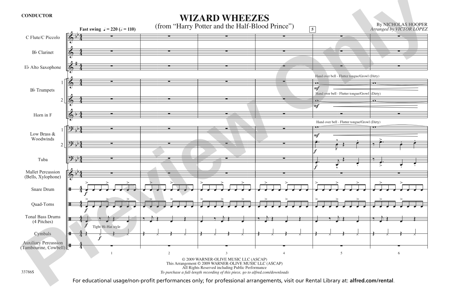Wizard Wheezes (from Harry Potter and the Half-Blood Prince): Marching Band Conductor Score & Parts