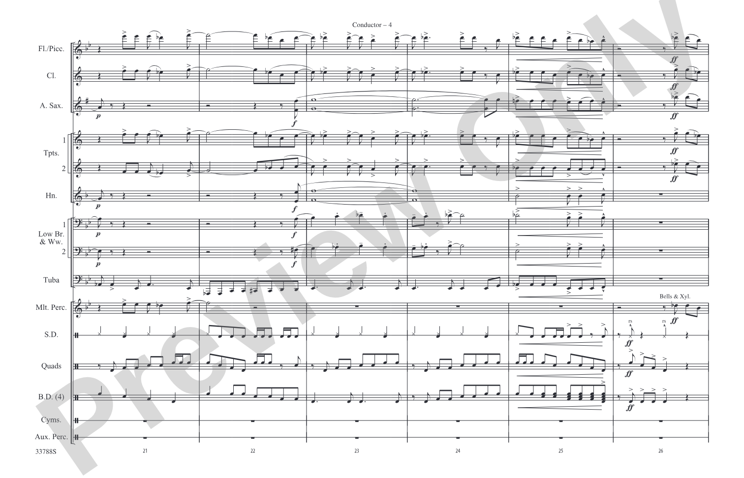 The Heart of Rock and Roll: Marching Band Conductor Score & Parts