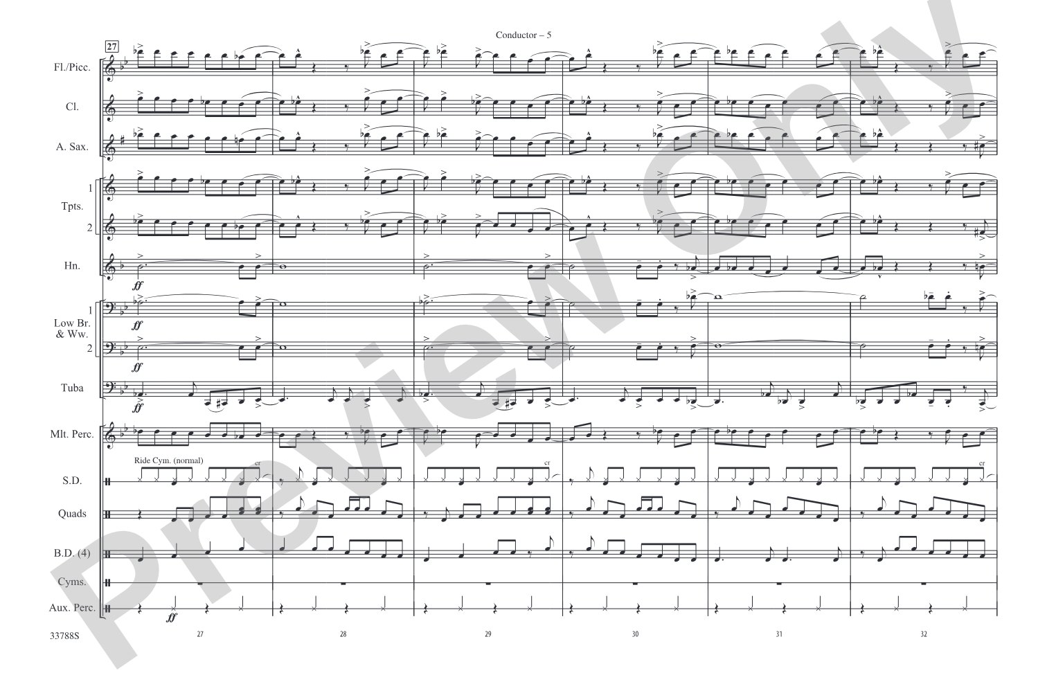The Heart of Rock and Roll: Marching Band Conductor Score & Parts