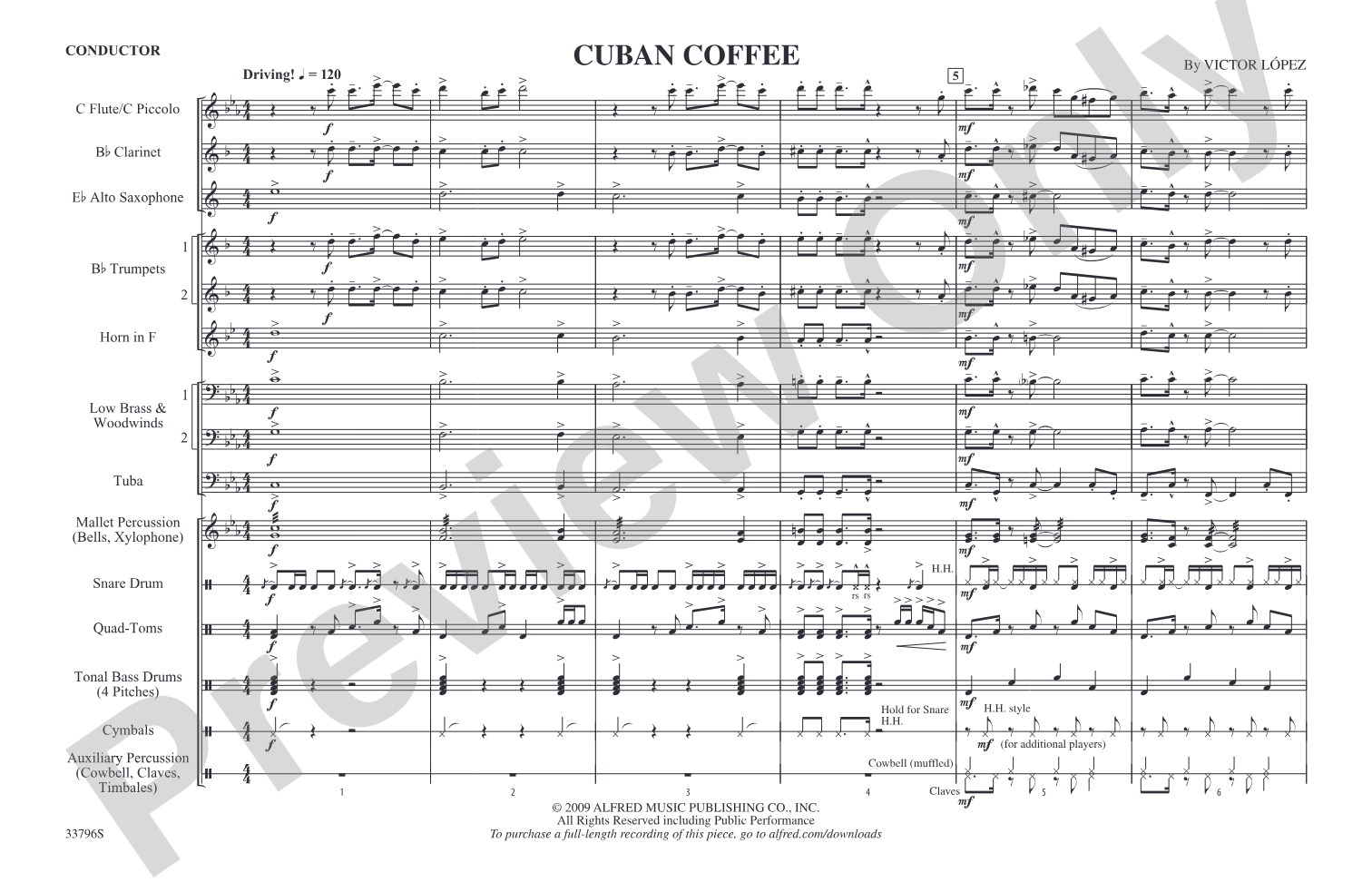 Cuban Coffee: Marching Band Conductor Score & Parts