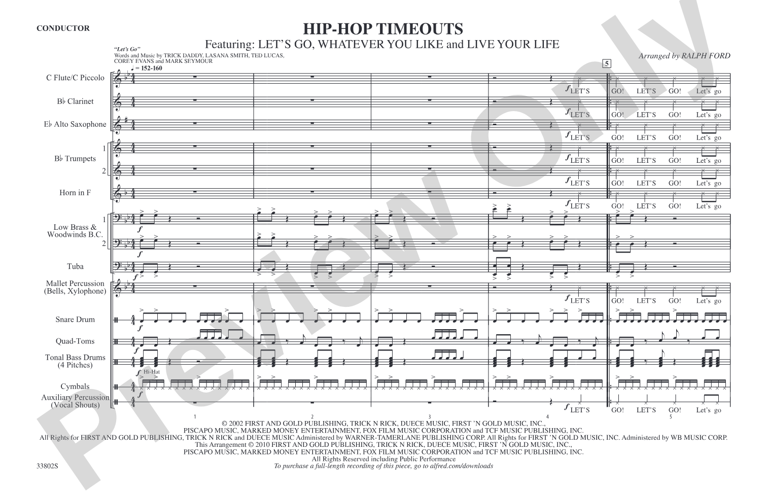 Hip-Hop Timeouts: Marching Band Conductor Score & Parts