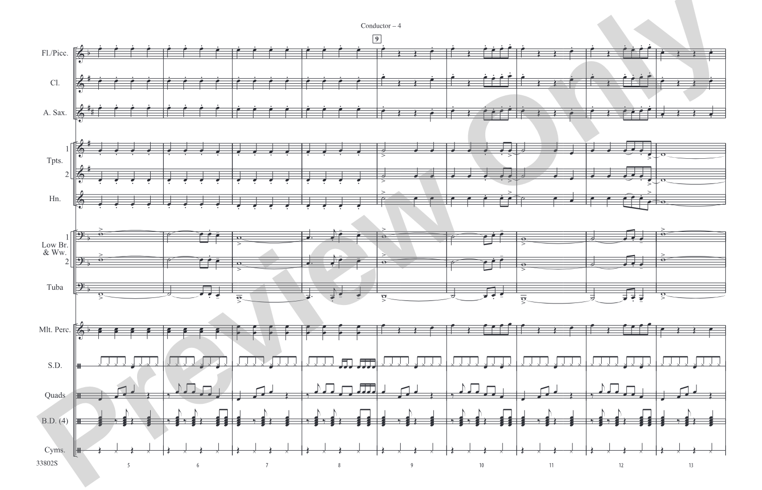 Hip-Hop Timeouts: Marching Band Conductor Score & Parts
