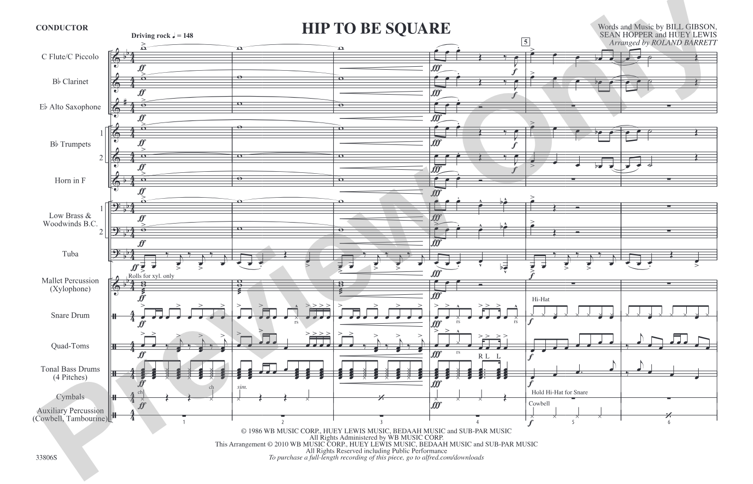 Hip to Be Square: Marching Band Conductor Score & Parts