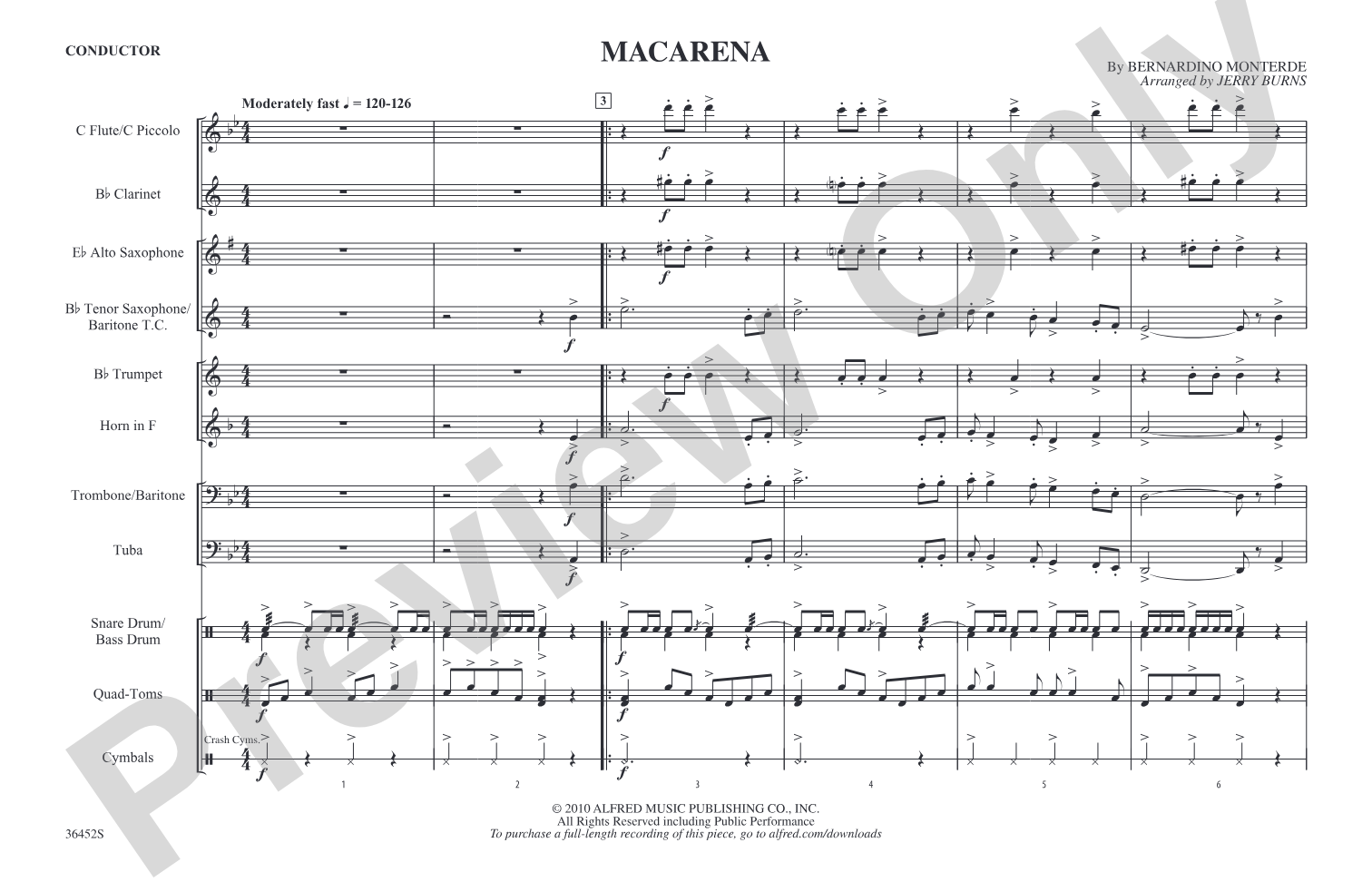 Macarena: Marching Band Conductor Score & Parts