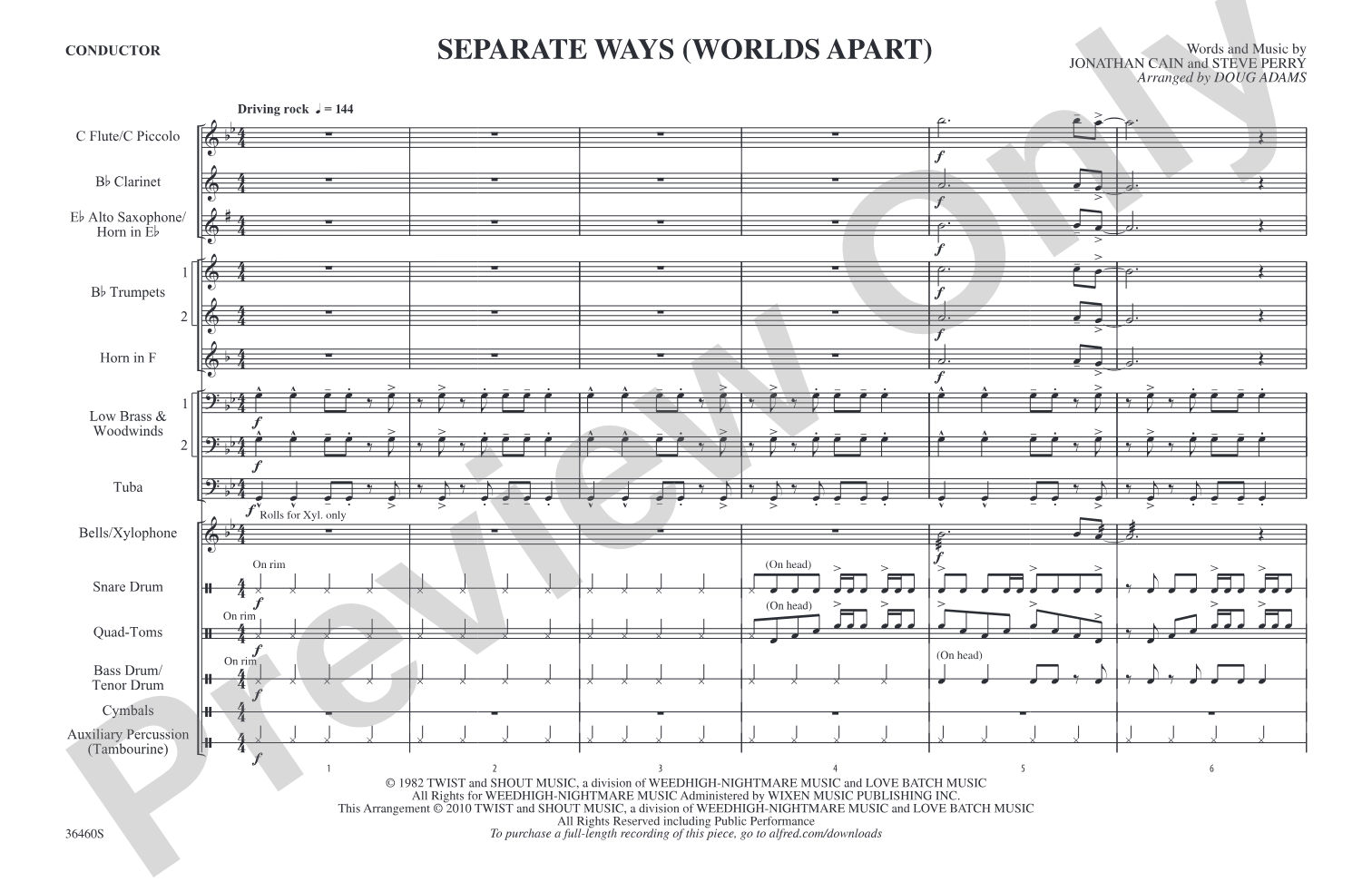 Separate Ways (Worlds Apart): Marching Band Conductor Score & Parts