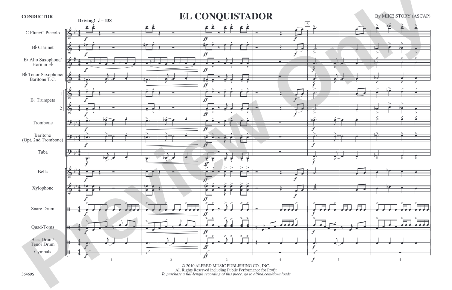 El Conquistador: Marching Band Conductor Score & Parts