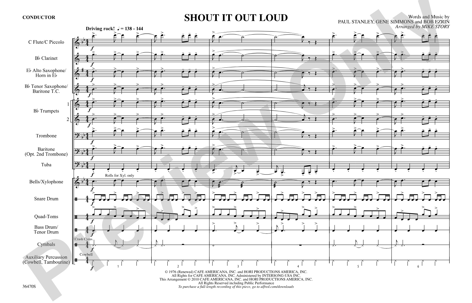 Shout It Out Loud: Marching Band Conductor Score & Parts
