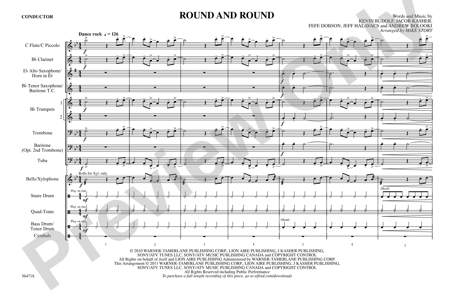 Round and Round: Marching Band Conductor Score & Parts