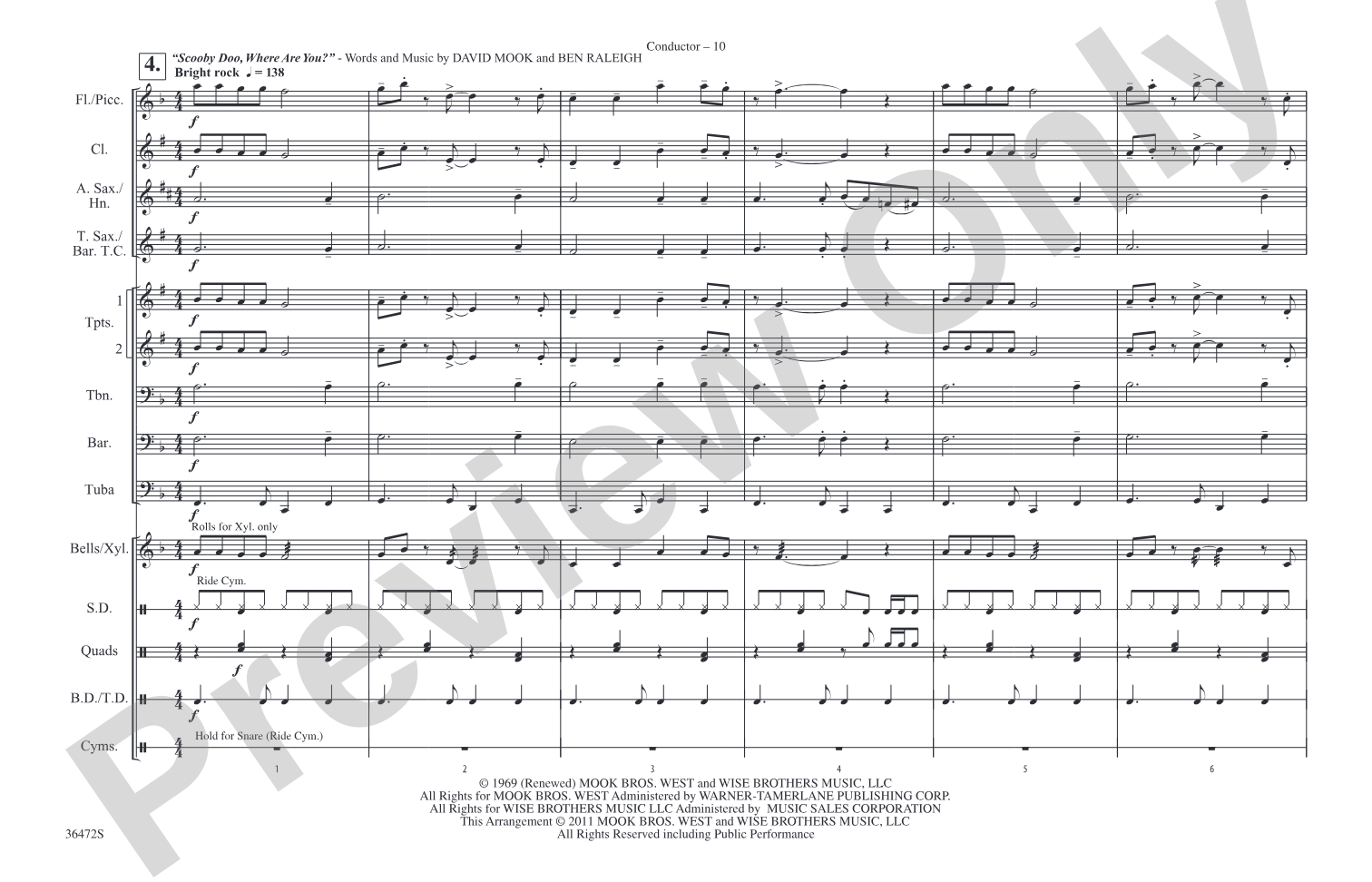 Cartoon Capers: Marching Band Conductor Score & Parts