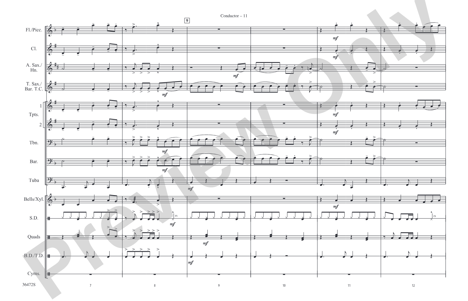 Cartoon Capers: Marching Band Conductor Score & Parts