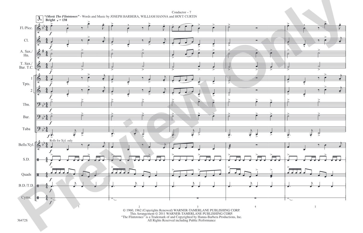 Cartoon Capers: Marching Band Conductor Score & Parts