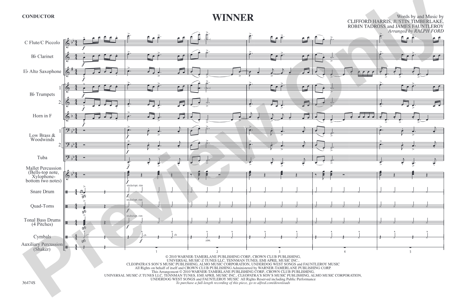 Winner: Marching Band Conductor Score & Parts