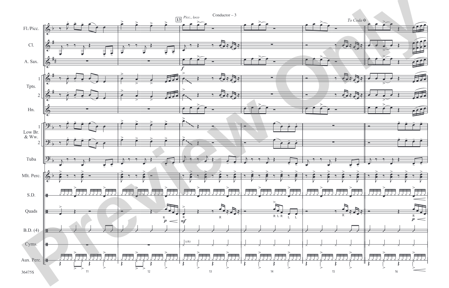 Rock That Body: Marching Band Conductor Score & Parts