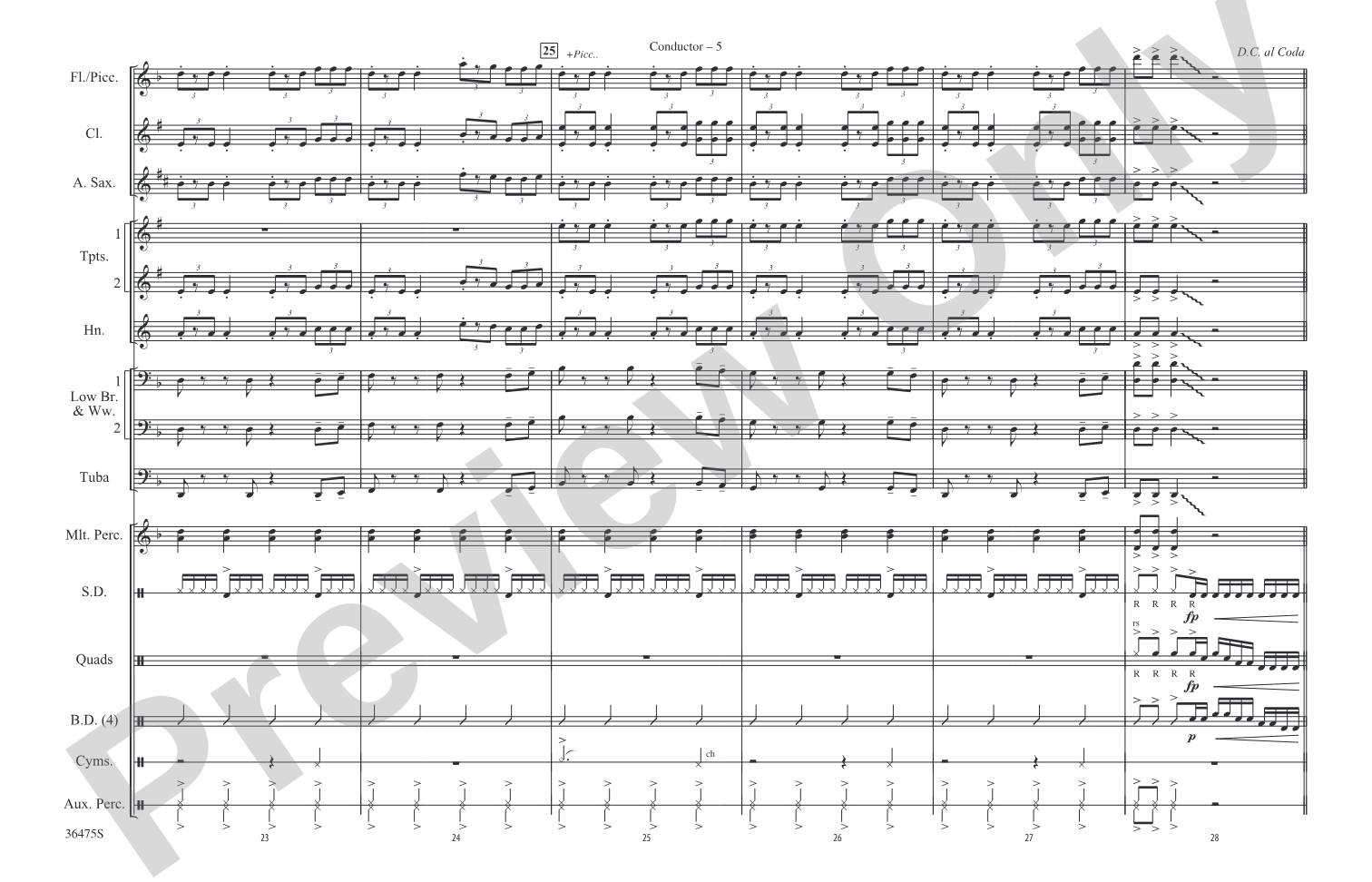 Rock That Body: Marching Band Conductor Score & Parts