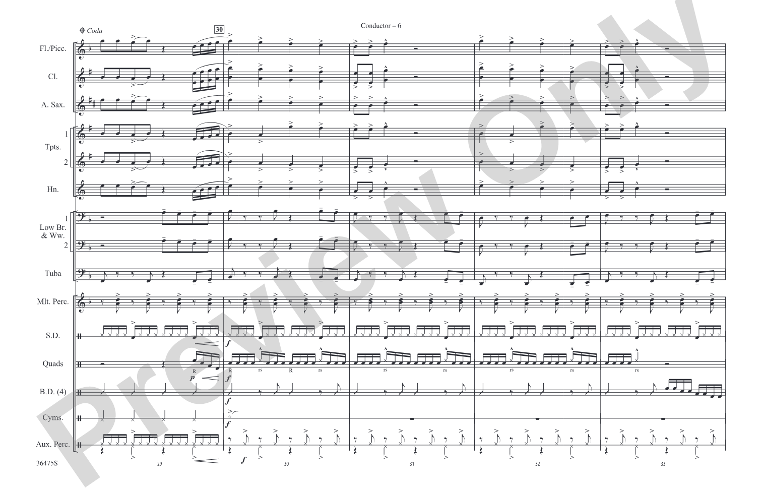 Rock That Body: Marching Band Conductor Score & Parts