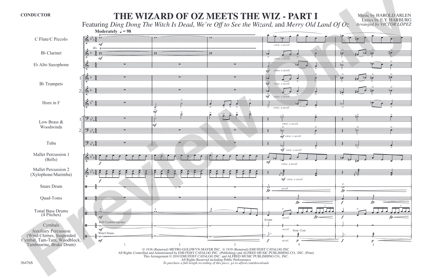 The Wizard of Oz Meets The Wiz, Part 1: Marching Band Conductor Score & Parts