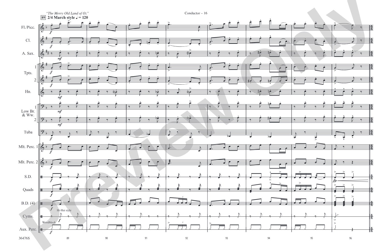 The Wizard of Oz Meets The Wiz, Part 1: Marching Band Conductor Score & Parts