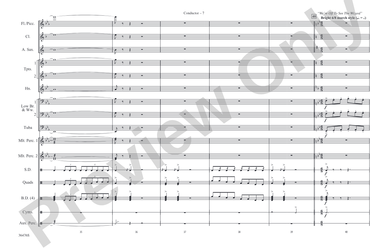 The Wizard of Oz Meets The Wiz, Part 1: Marching Band Conductor Score & Parts