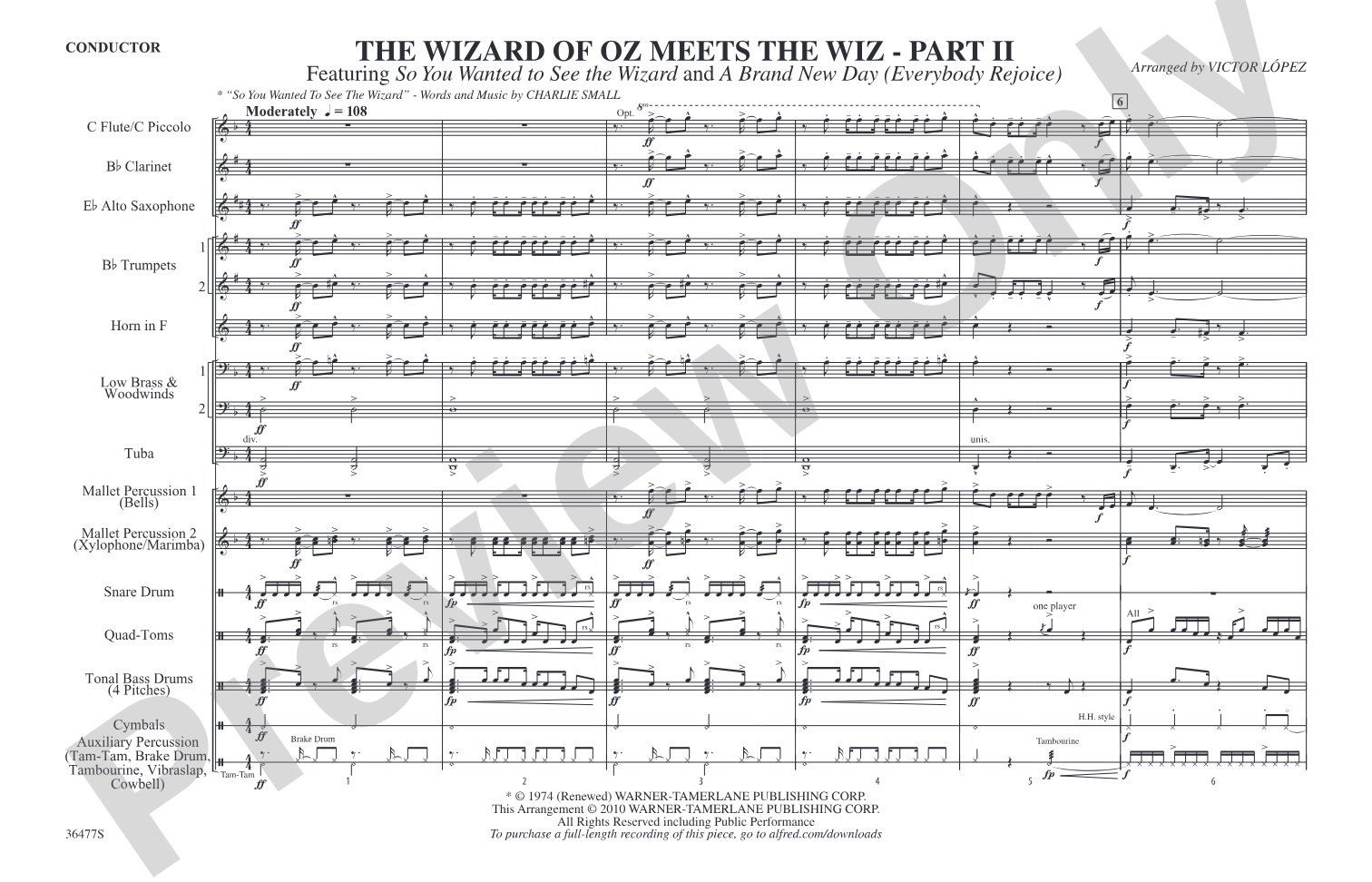 The Wizard of Oz Meets The Wiz, Part 2: Marching Band Conductor Score & Parts