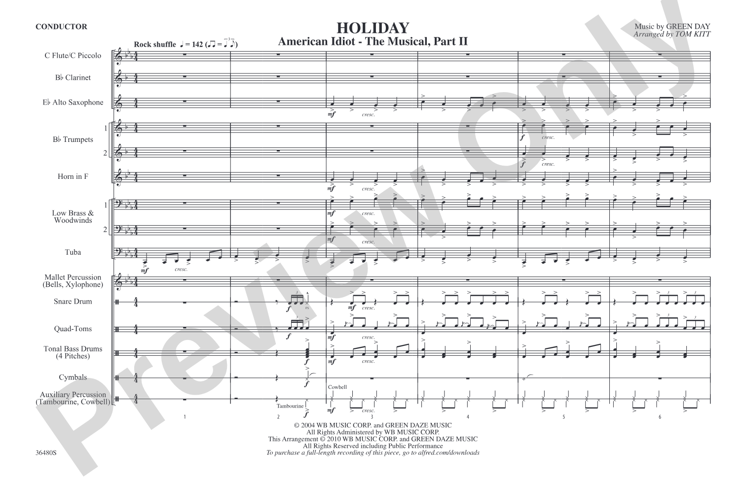 Holiday: Marching Band Conductor Score & Parts