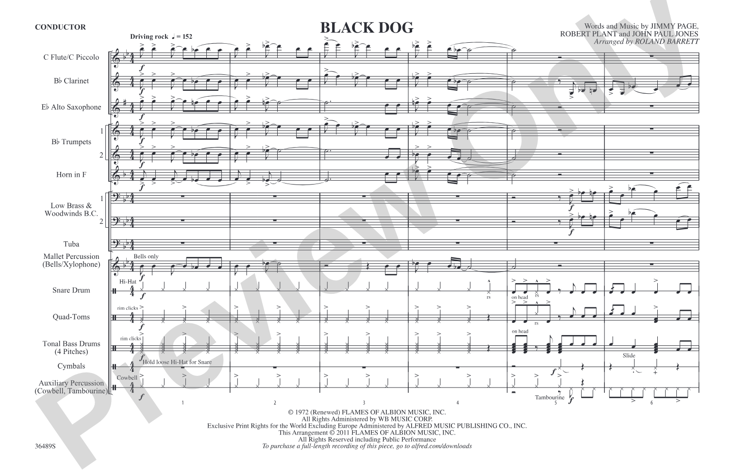 Black Dog: Marching Band Conductor Score & Parts