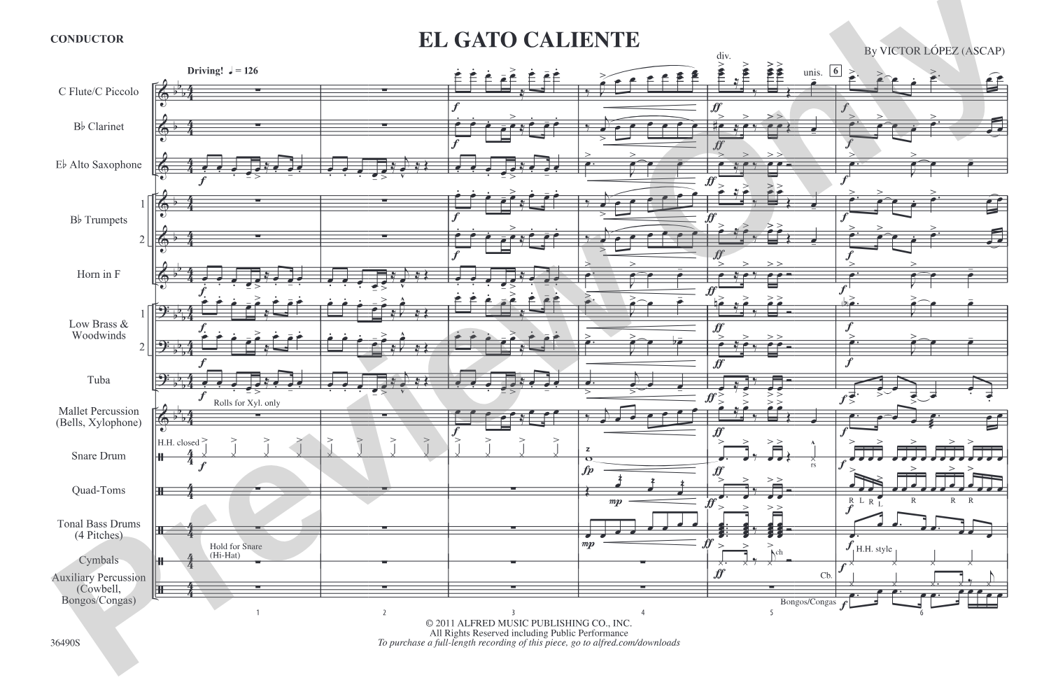 El Gato Caliente: Marching Band Conductor Score & Parts