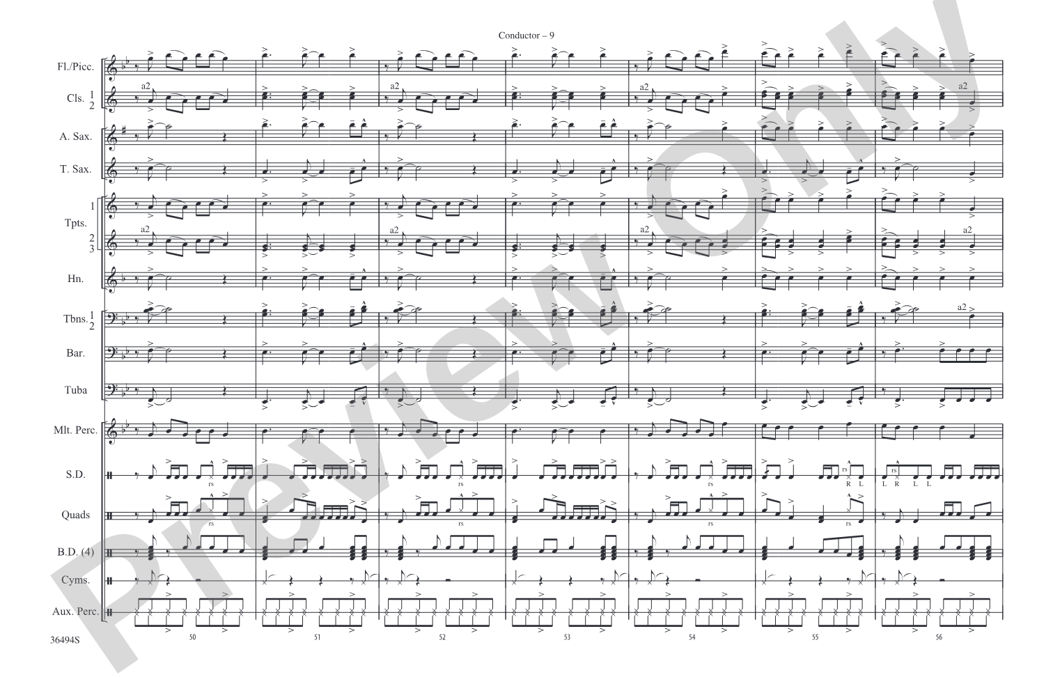 Teenage Dream: Marching Band Conductor Score & Parts