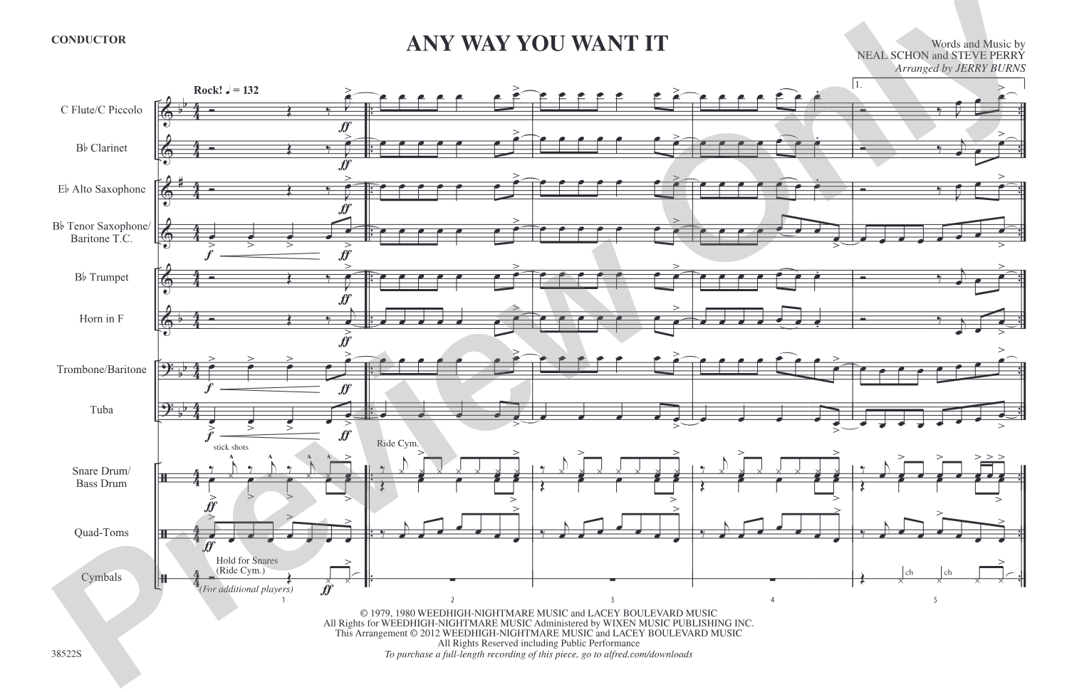 Any Way You Want It: Marching Band Conductor Score & Parts