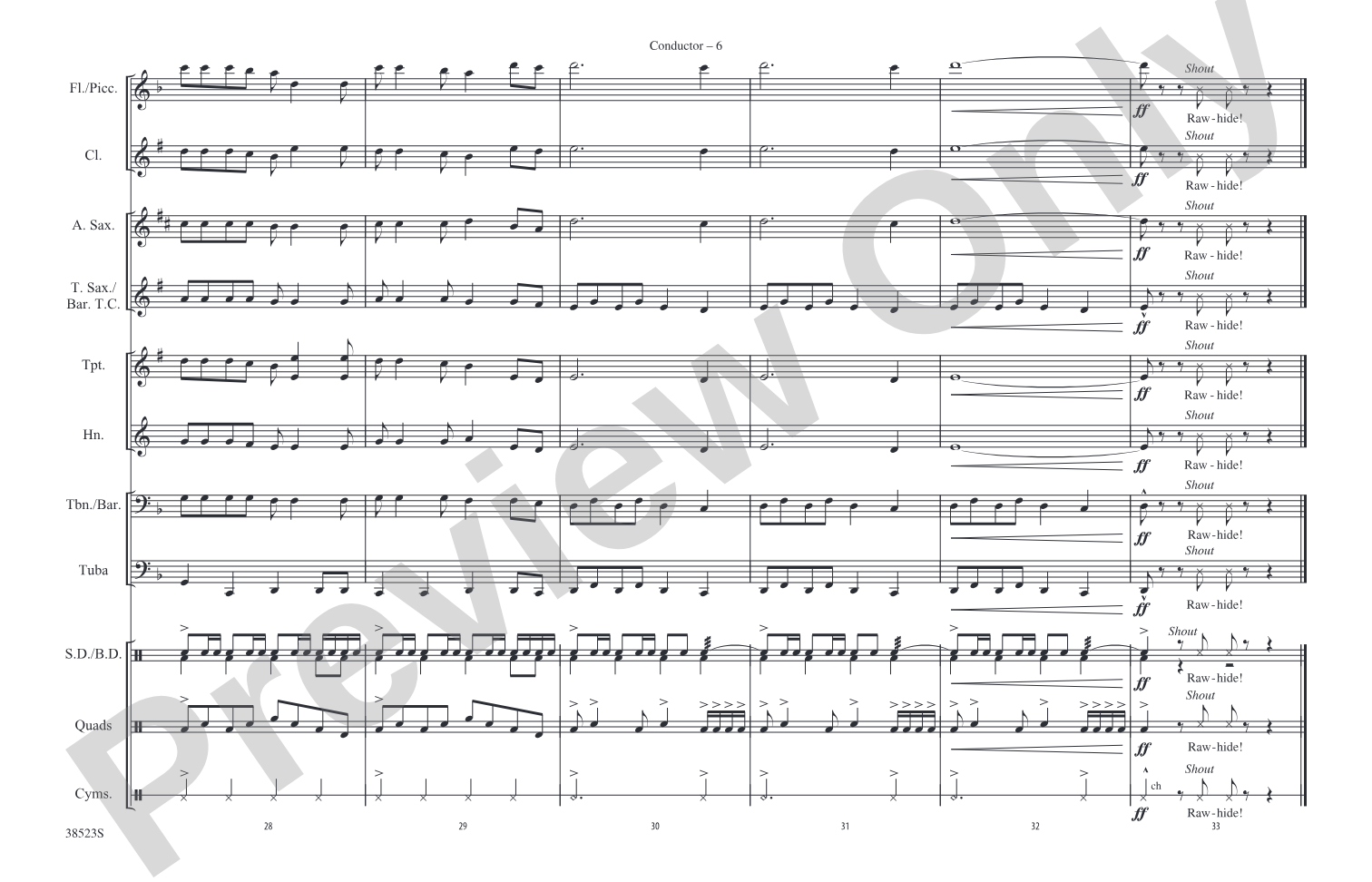 Rawhide: Marching Band Conductor Score & Parts