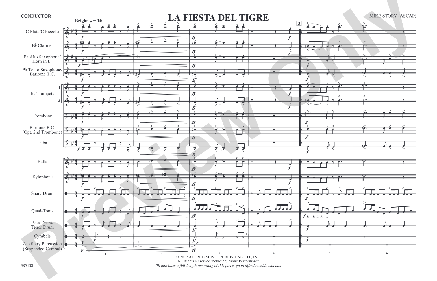 La Fiesta Del Tigre: Score