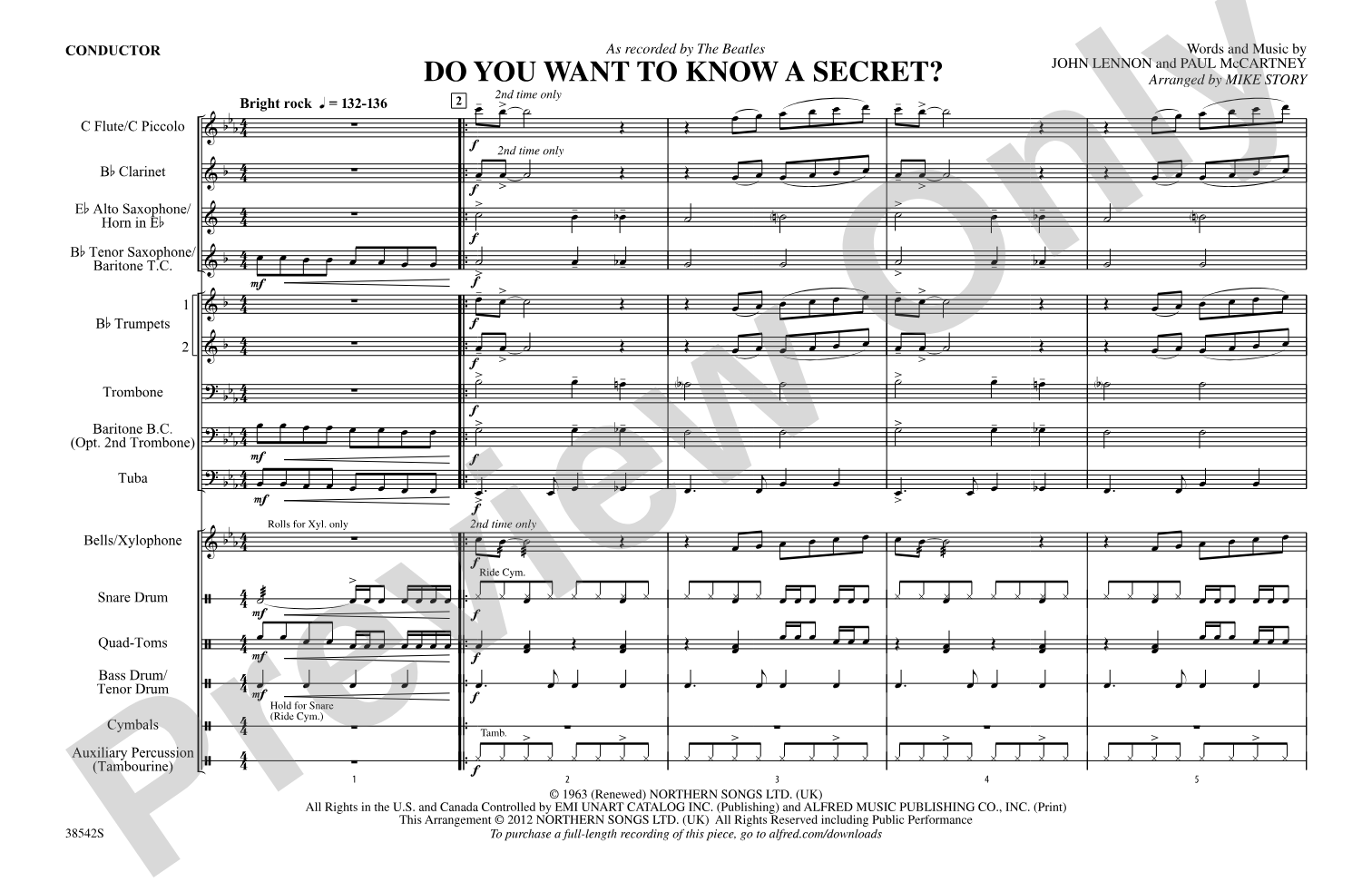 Do You Want to Know a Secret?: Marching Band Conductor Score & Parts