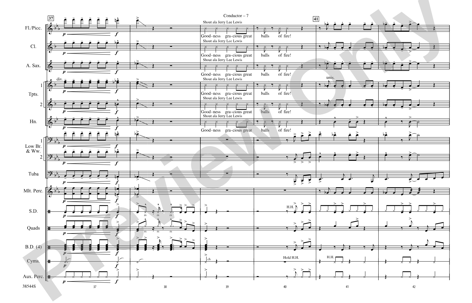 Great Balls of Fire: Marching Band Conductor Score & Parts
