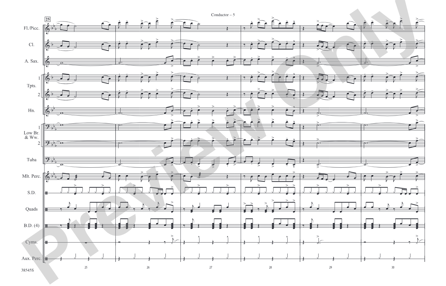 Rock and Roll All Nite: Marching Band Conductor Score & Parts